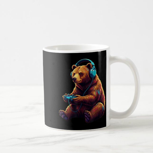 Taza De Café Bear Gaming Animal Video Games Funny Bear  (Derecha)
