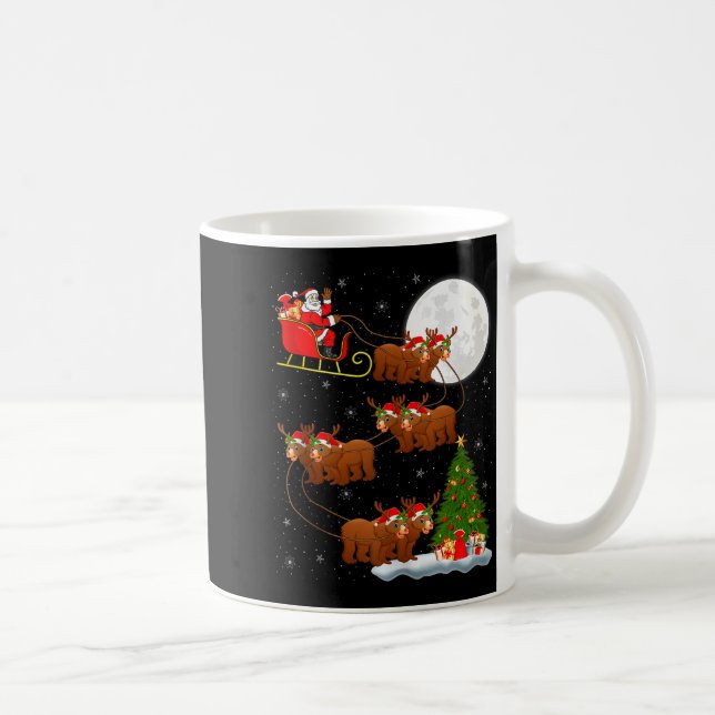 Taza De Café Bear Santa Sleigh Flying Funny Magical Christmas T (Derecha)
