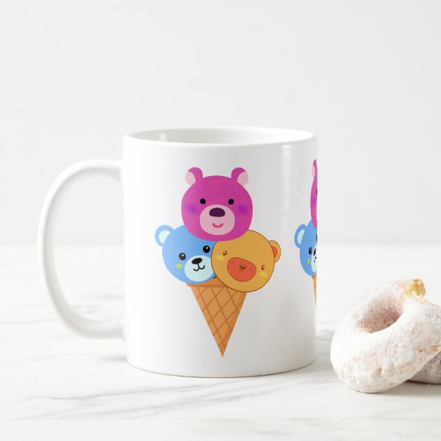 Taza De Café Bear Scoop Ice Cream Cone (Con donut)