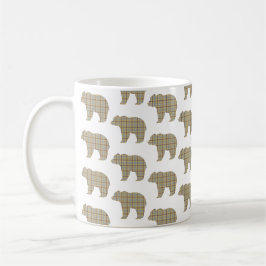 Taza De Café Bear Shape Plaid Tan Brown Cabin Core