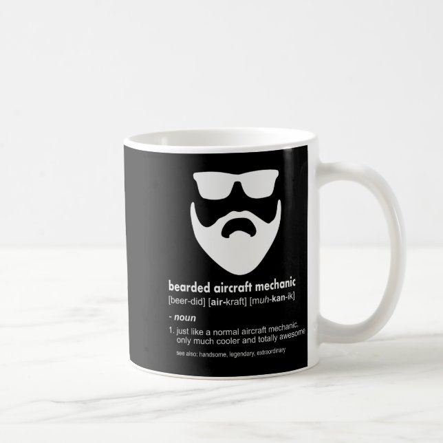 Taza De Café Bearded Aircraft Mechanic Shirt Funny Airplane Mec (Derecha)