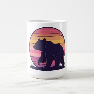 Taza De Café Bearly Awake - Funny Retro Bear Sunset Design Coff