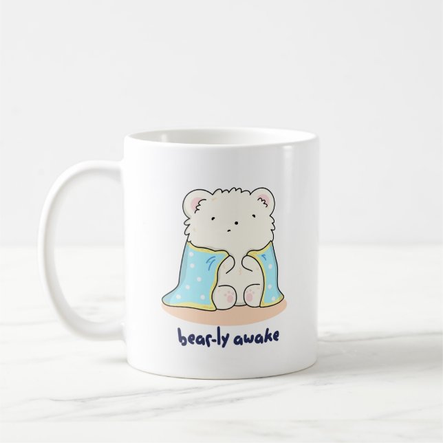 Taza De Café Bearly Awake Funny Sleepy Bear Pun (Izquierda)