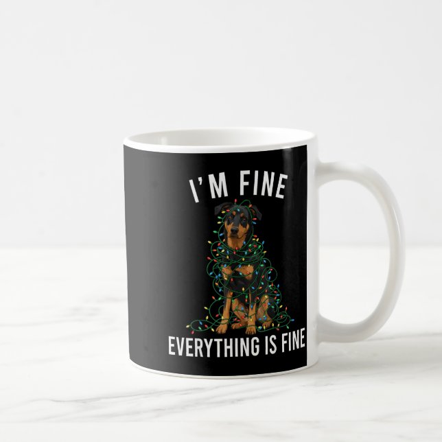 Taza De Café Beauceron Christmas I'm Fine Everything Is Fine  (Derecha)