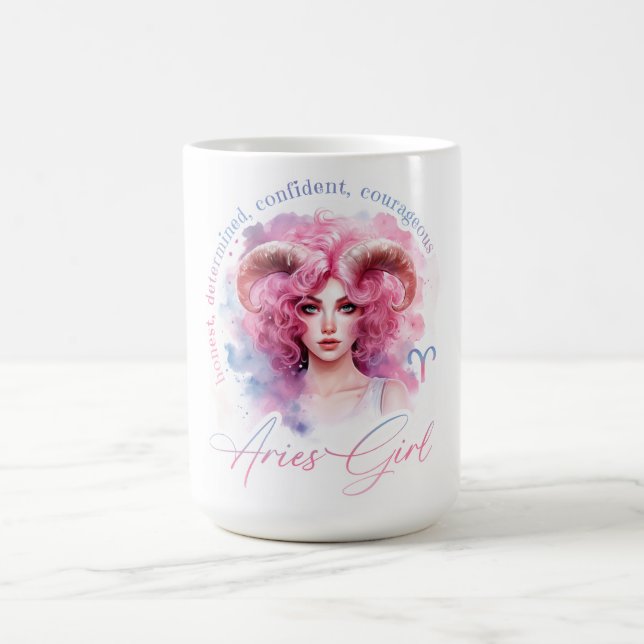 Taza De Café Beautiful Aries Girl With Traits (Centro)