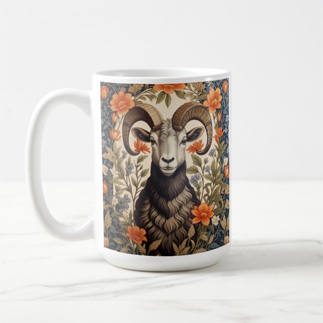 Taza De Café Beautiful Big Horn Sheep William Morris Inspired (Izquierda)