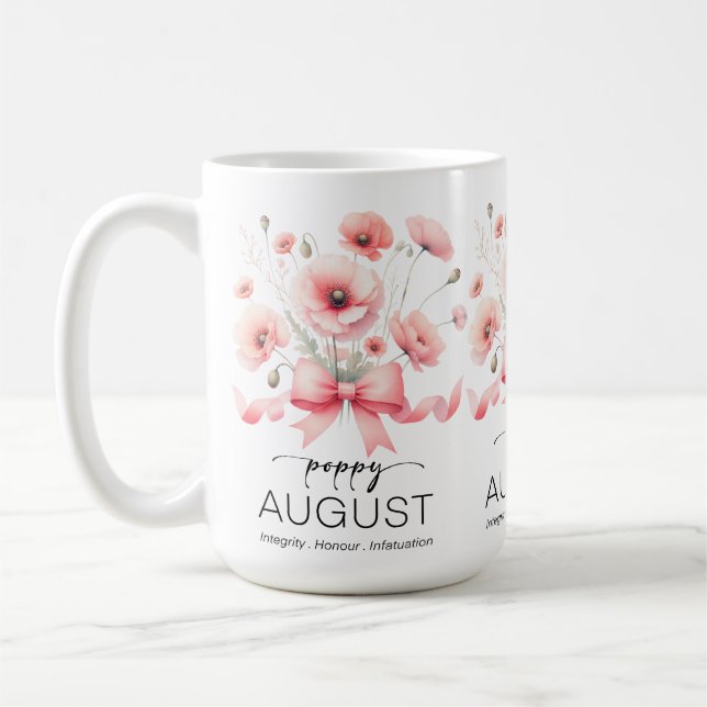 Taza De Café Beautiful Birth Month Flower/August Poppy (Izquierda)