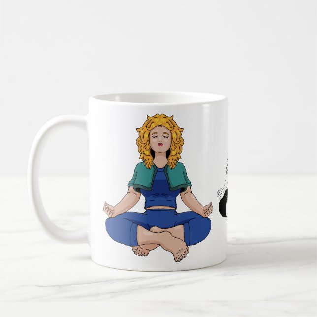 Taza De Café Beautiful Blonde Girl Yoga Pose Lotus Cute (Izquierda)