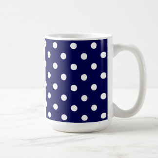 Taza De Café Beautiful Dark Blue And Stylish White Polka Dots