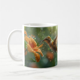 Taza De Café Beautiful Flower and Hummingbird