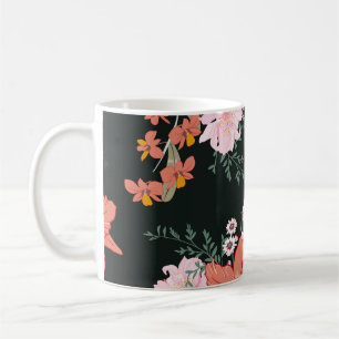 Taza De Café Beautiful hand drawn tropical forest floral, seam
