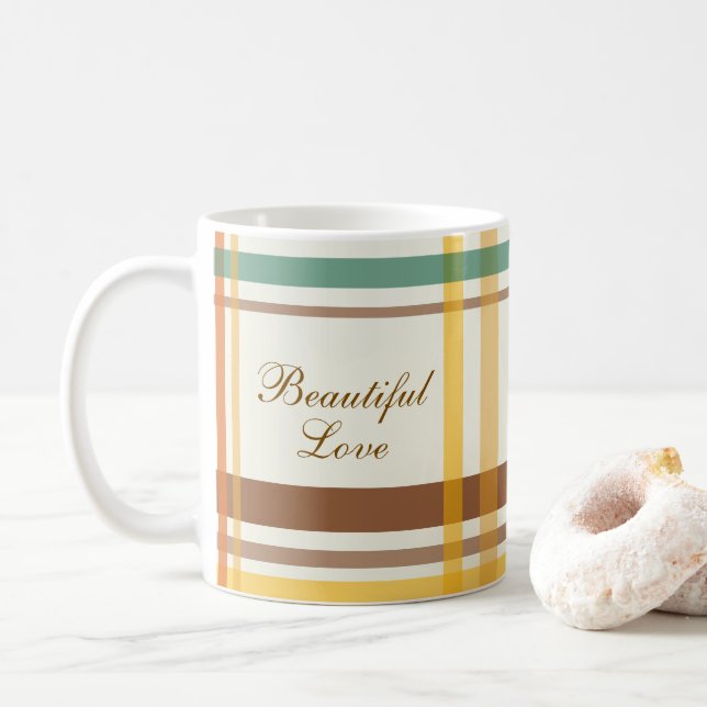 Taza De Café Beautiful Love Cozy Tartan Plaid (Con donut)
