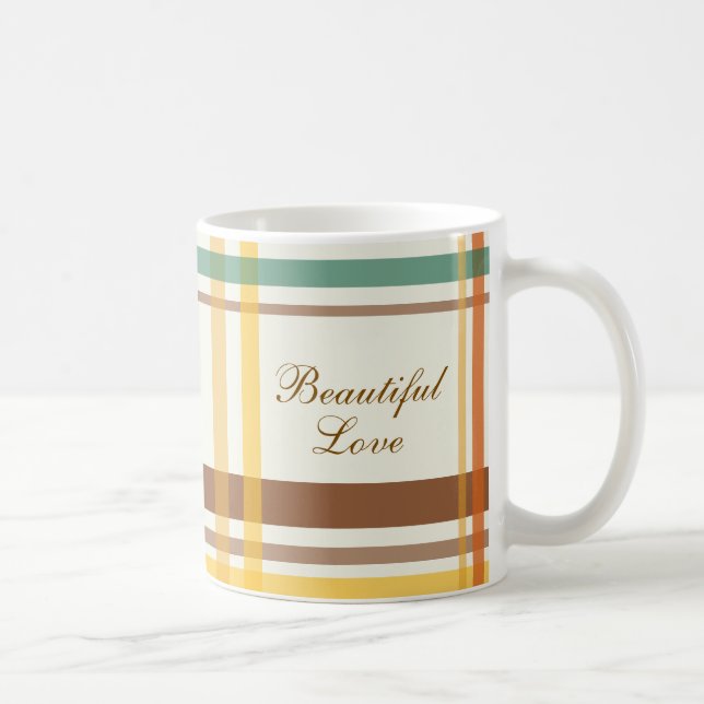 Taza De Café Beautiful Love Cozy Tartan Plaid (Derecha)