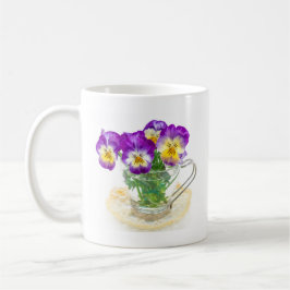 Taza De Café beautiful pansy flowers isolated in a cup