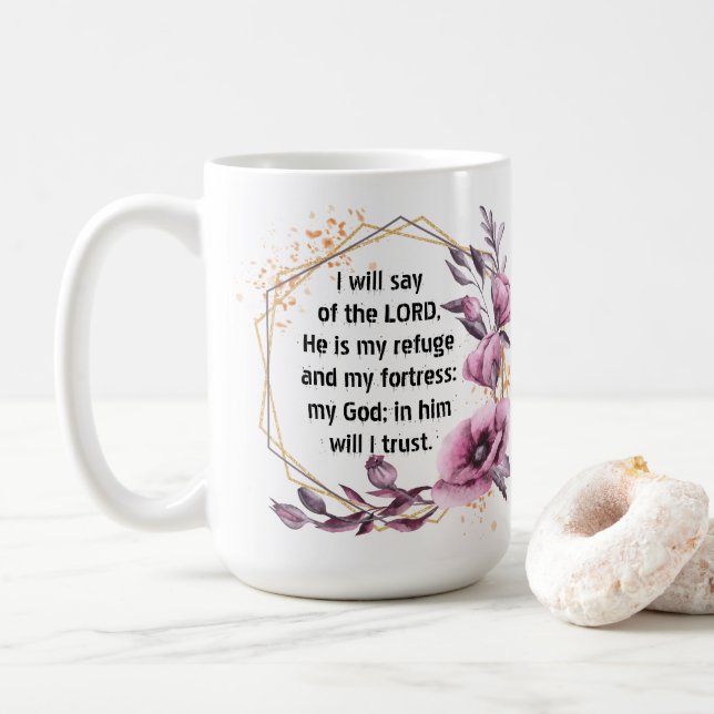 Taza De Café Beautiful Psalm 91 Floral Coffee Mug (Con donut)