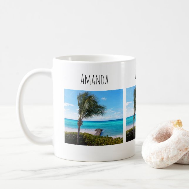 Taza De Café Beautiful Tropical Beach Breezy Palm Tree (Con donut)