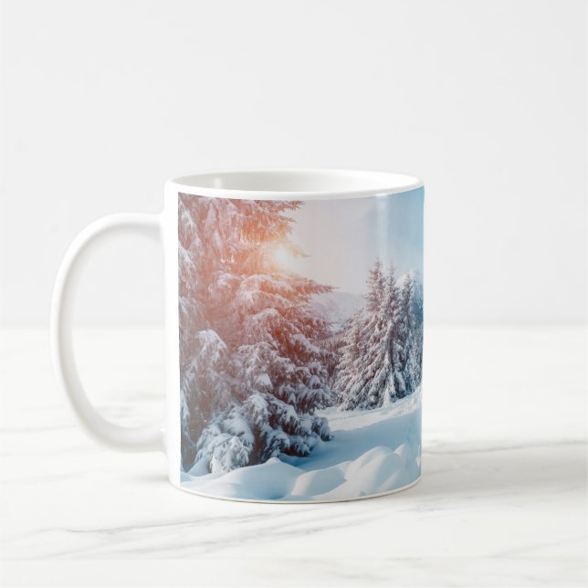 Taza De Café Beautiful winter nature landscape, amazing mountai (Izquierda)
