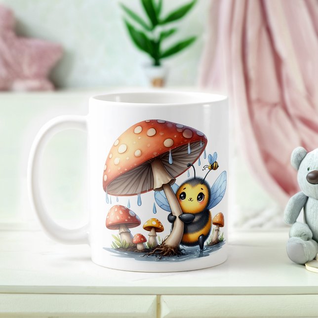 Taza De Café Bebé Adorable Bajo El Paraguas Del Mushroom (Subido por el creador)