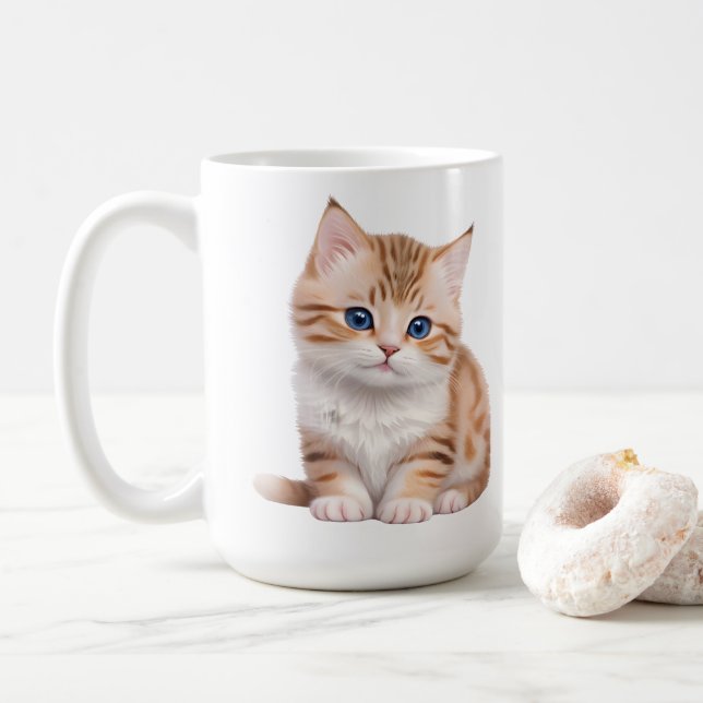 Taza De Café Bebé Adorable Kitten Curso felino (Con donut)