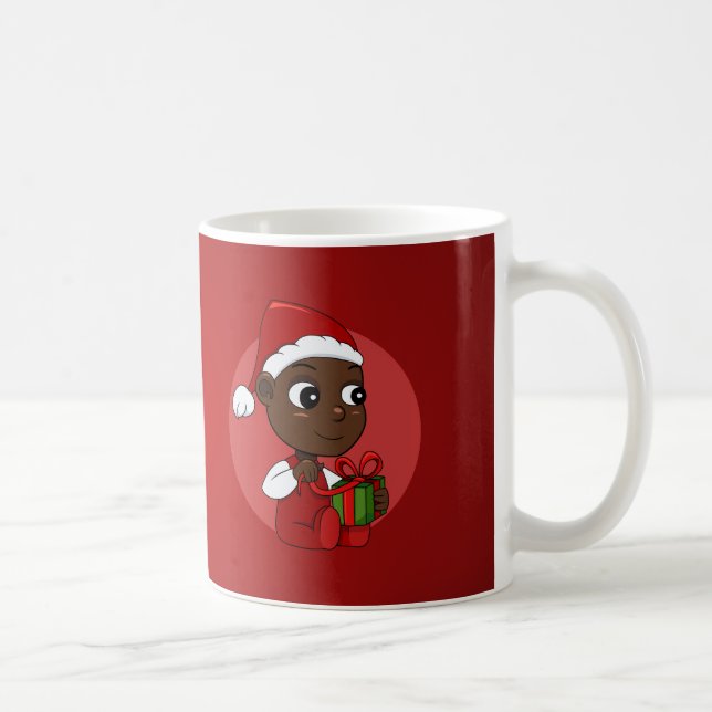 Taza De Café Bebé afroamericano lindo con un gorra Navidad (Derecha)