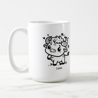 Taza De Café Bebé Búfalo Esponjoso - Animal de Granja Kawaii