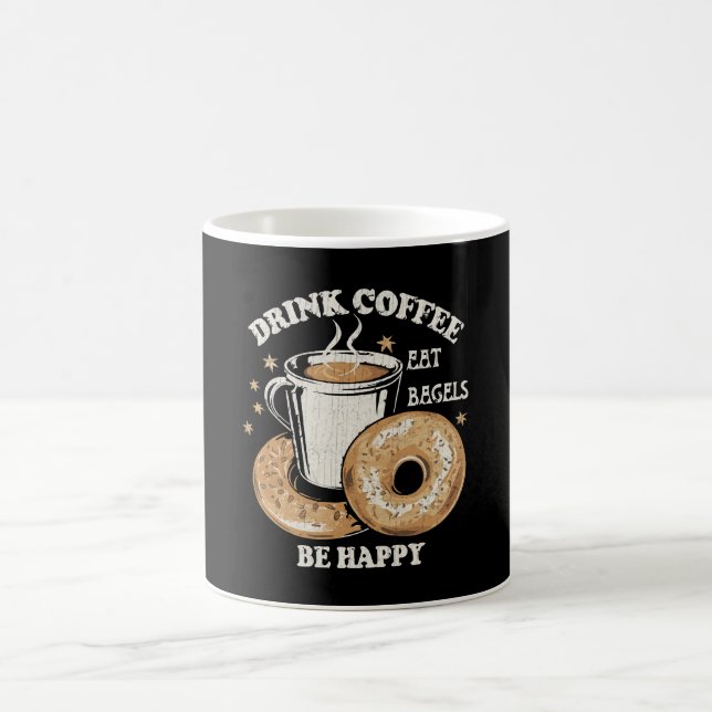 Taza De Café Bebe Café Come Bagels Sé Feliz (Centro)