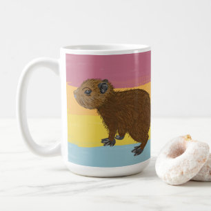 Taza De Café Bebé Capybara Ilustracion cutáneo a rayas colora