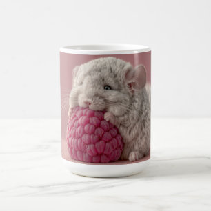 Taza De Café Bebé Chinchilla Adorable Abrazando una Fresa Gigan