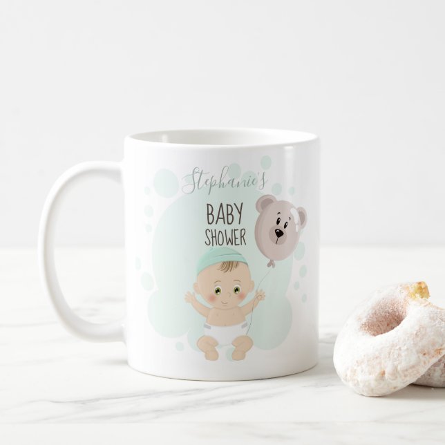 Taza De Café Bebé dulce y globo de oso (Con donut)