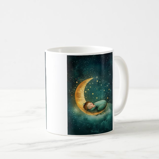 Taza De Café Bebé durmiendo en la luna (Anverso derecho)