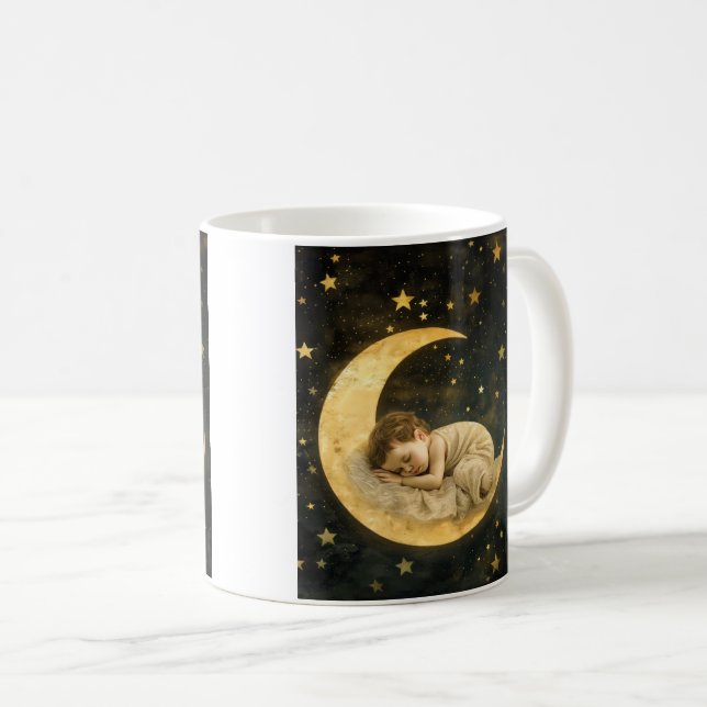 Taza De Café Bebé durmiendo en la luna (Anverso derecho)