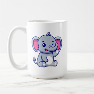 Taza De Café Bebé Elefante Lindo Sentado Dibujo-23800
