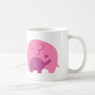 Taza De Café Bebé Elefante y Mamá Padres Aman