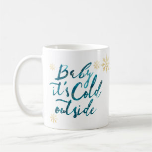 Taza De Café Bebé es escritura azul elegante exterior fría de
