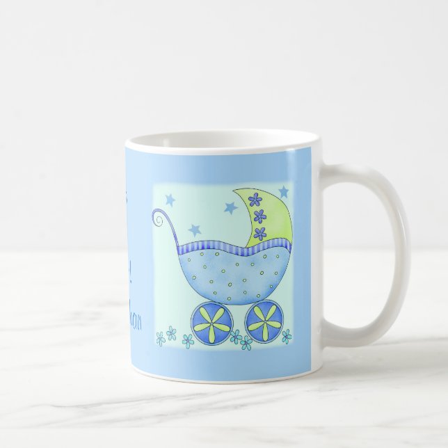 Taza De Café Bebé "Es Un Niño" Nombre Azul Personalizado (Derecha)