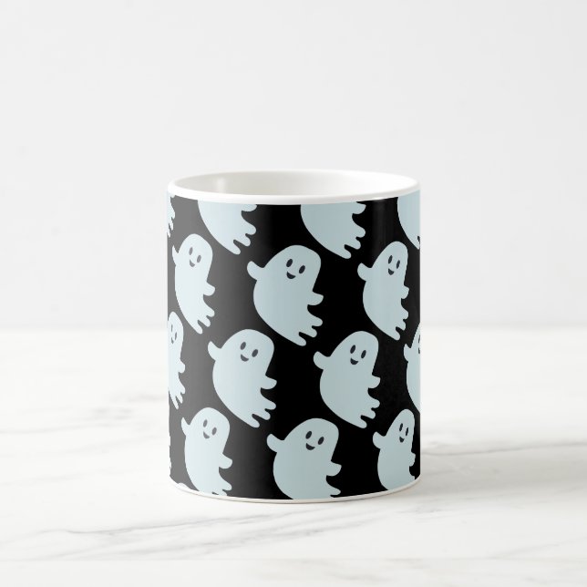 Taza De Café Bebé Fantasma Azul Halloween En Negro (Centro)
