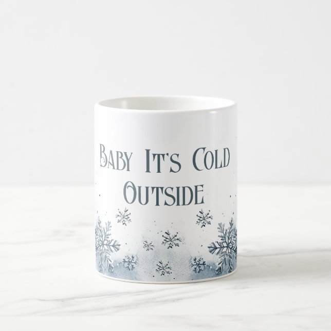 Taza De Café Bebé, frío fuera de los copos de nieve Azul (Centro)