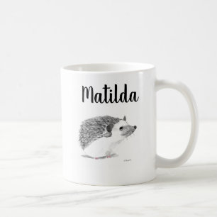 Taza De Café Bebé hedgehog lindo animal acuarela negro