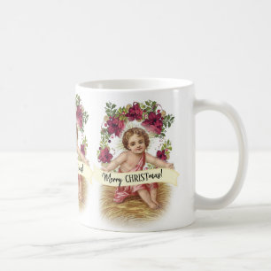 Taza De Café Bebé Jesús en navidad floral del pesebre