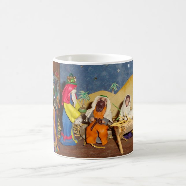 Taza De Café bebe Jesús María tres reyes navidades natividad (Centro)