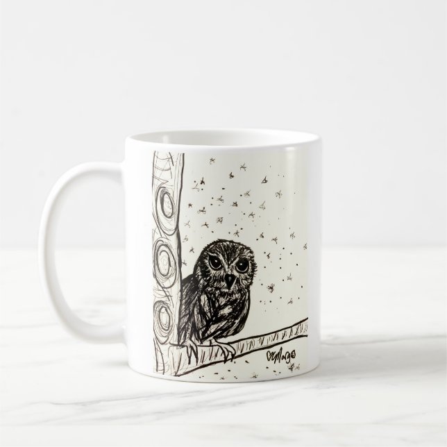 Taza De Café Bebé Lechuza en la noche (Izquierda)