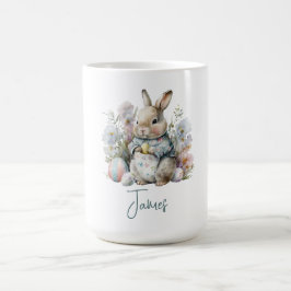 Taza De Café Bebé lindo conejo primavera flores Pascua