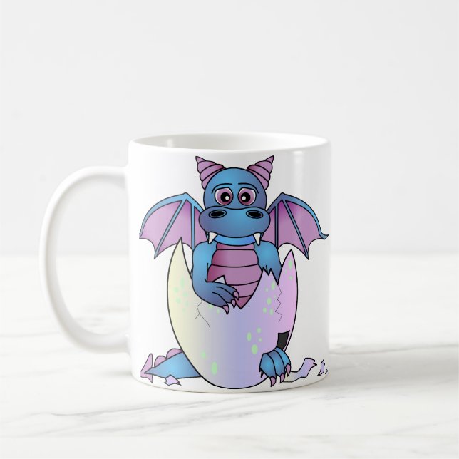 Taza De Café Bebé lindo del dragón en el huevo agrietado - (Izquierda)