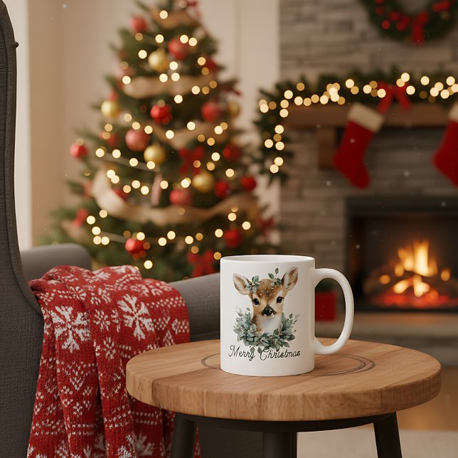 Taza De Café Bebé lindo venado Feliz Navidad - Amanecer acuátic (Subido por el creador)
