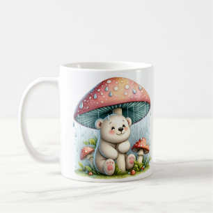 Taza De Café Bebé oso polar bajo paraguas de hongos