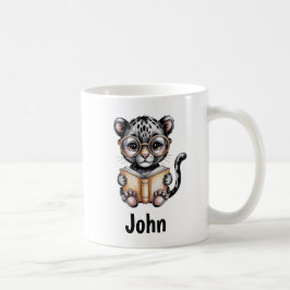 Taza De Café Bebé Pantera Lindo Leyendo un Libro Personalizado