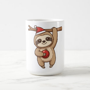 Taza De Café Bebé Perezoso Cute con Sombrero de Santa Adorno de