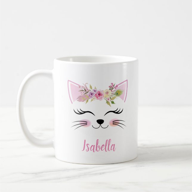 Taza De Café Bebé personalizado Mug. de cabeza de gatito (Izquierda)