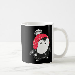 Taza De Café Bebé pingüino lindo de Navidad con gorro de invier
