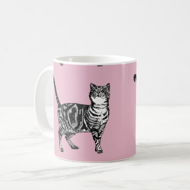 Taza De Café Bebé Pink Tabby gato Cats Art Mug (Anverso izquierdo)